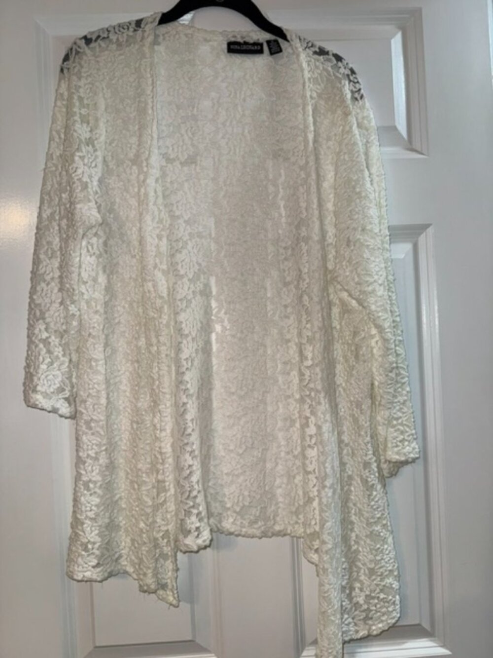 Nina Leonard, like new, cream colored lace jacket, Size XL